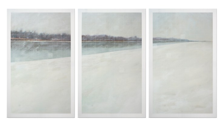 Traces de givre. Acrylique sur toile, 3 panneaux de 30 x 48 pouces, 2013